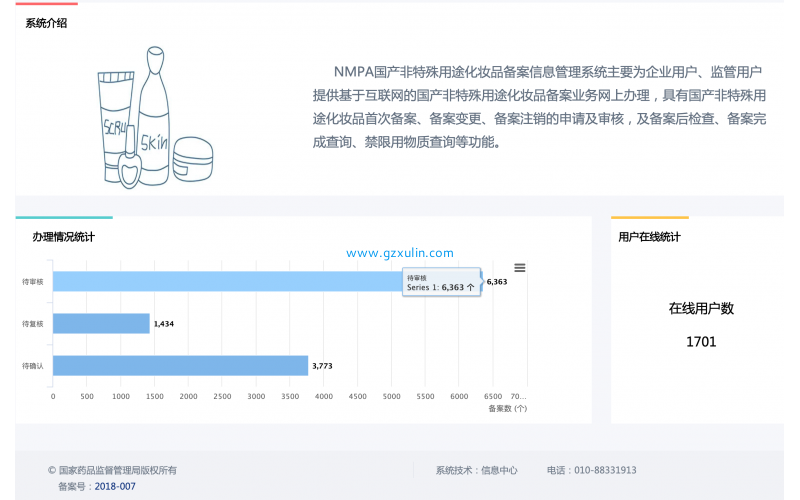 截止目前化妆品非特殊用(yòng)途化妆品备案系统待审与确认数量